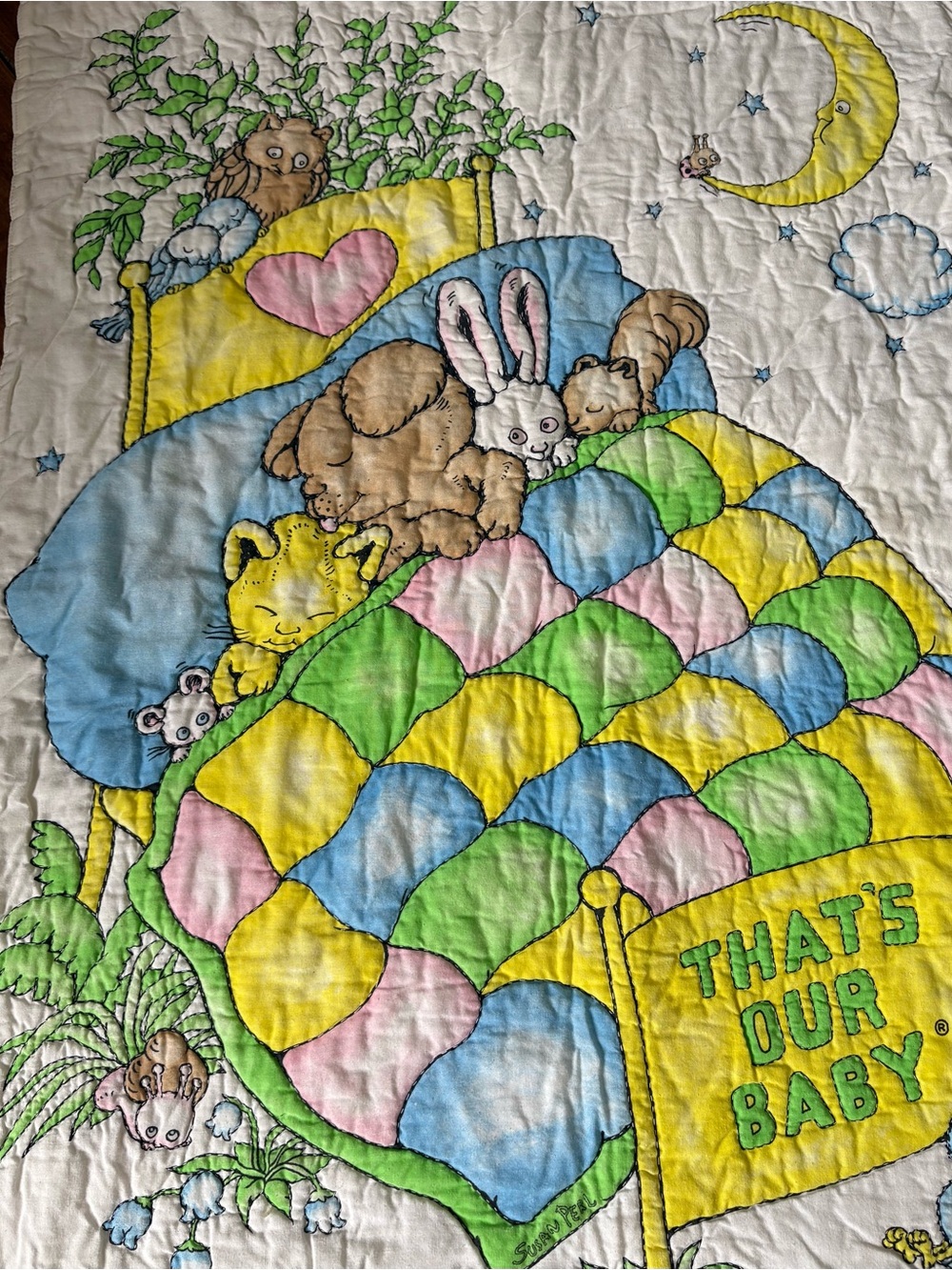 Vintage “ That’s Our Baby “ Baby Quilted Blanket Animal’s Nostalgia - Picture 6 of 12
